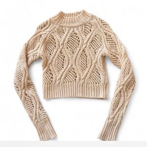 Forever 21 Beige Cable Knit Turtleneck Sweater